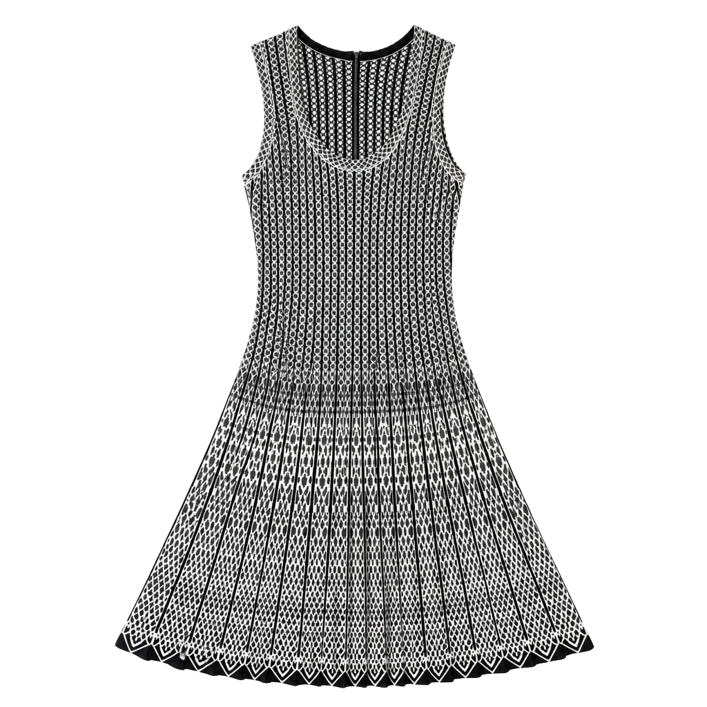 Nic+Zoe Womens Dress Medium Black White Knee Length Geometric Party Casual 1