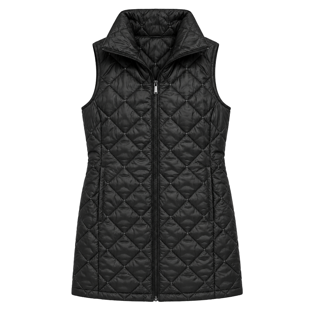 Chico's Zenergy Embellished Puffer Vest Size 8 Black Quilted Thinsulate 1