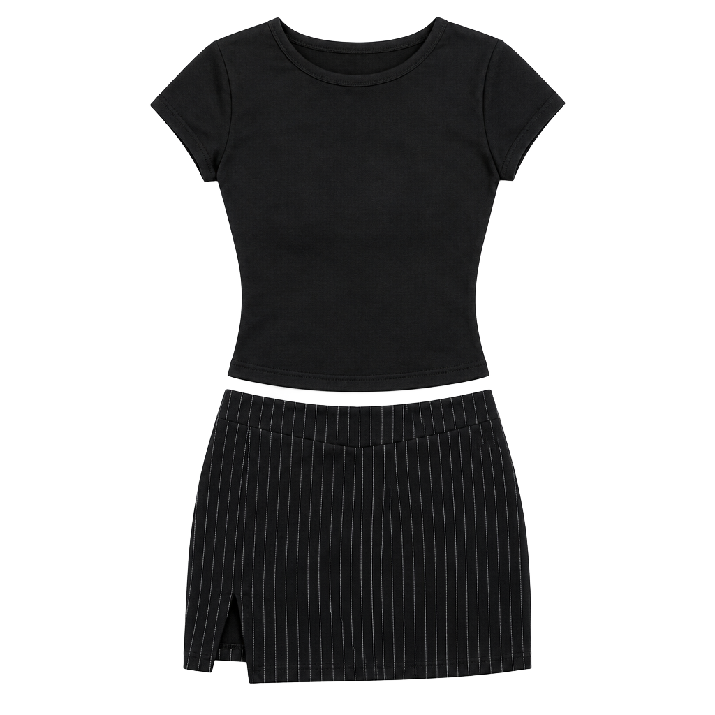 Tiger Mist Black Pinstripe Mini Skirt 1
