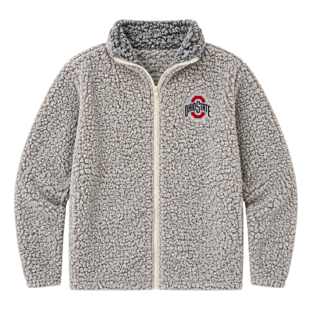 Ohio State Buckeyes Sherpa Fleece Jacket J America Gray 1/4 Zip XXL 1