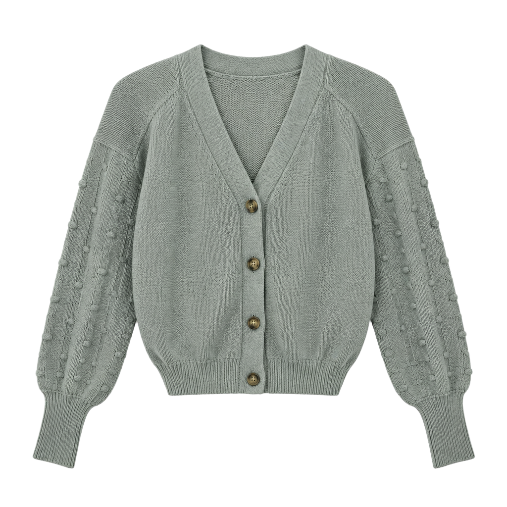 Cute Fall 🍁 Cardigan Size M Green Pom Pom Knit 1