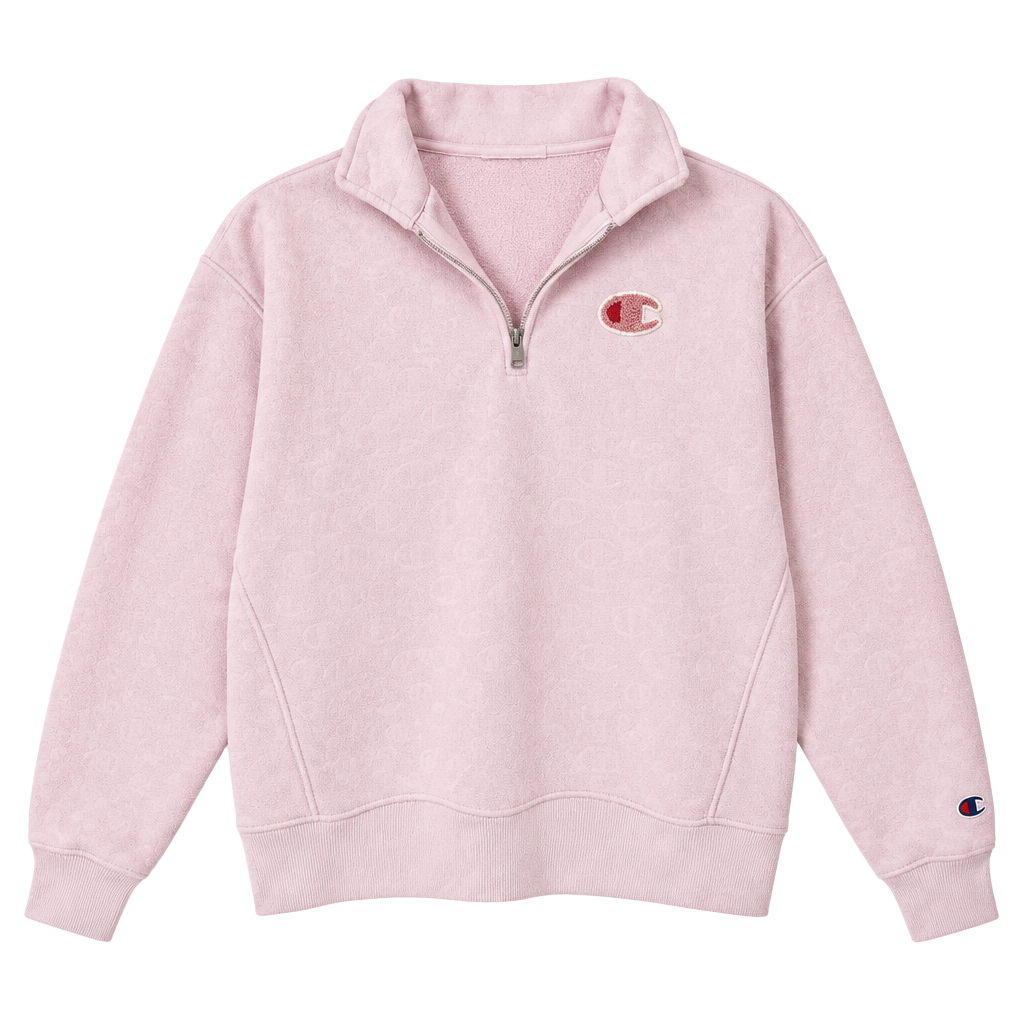 🩷 Rare Pink Champion Reverse Weave 🤍 Quarter Zip Pullover Size Medium 1