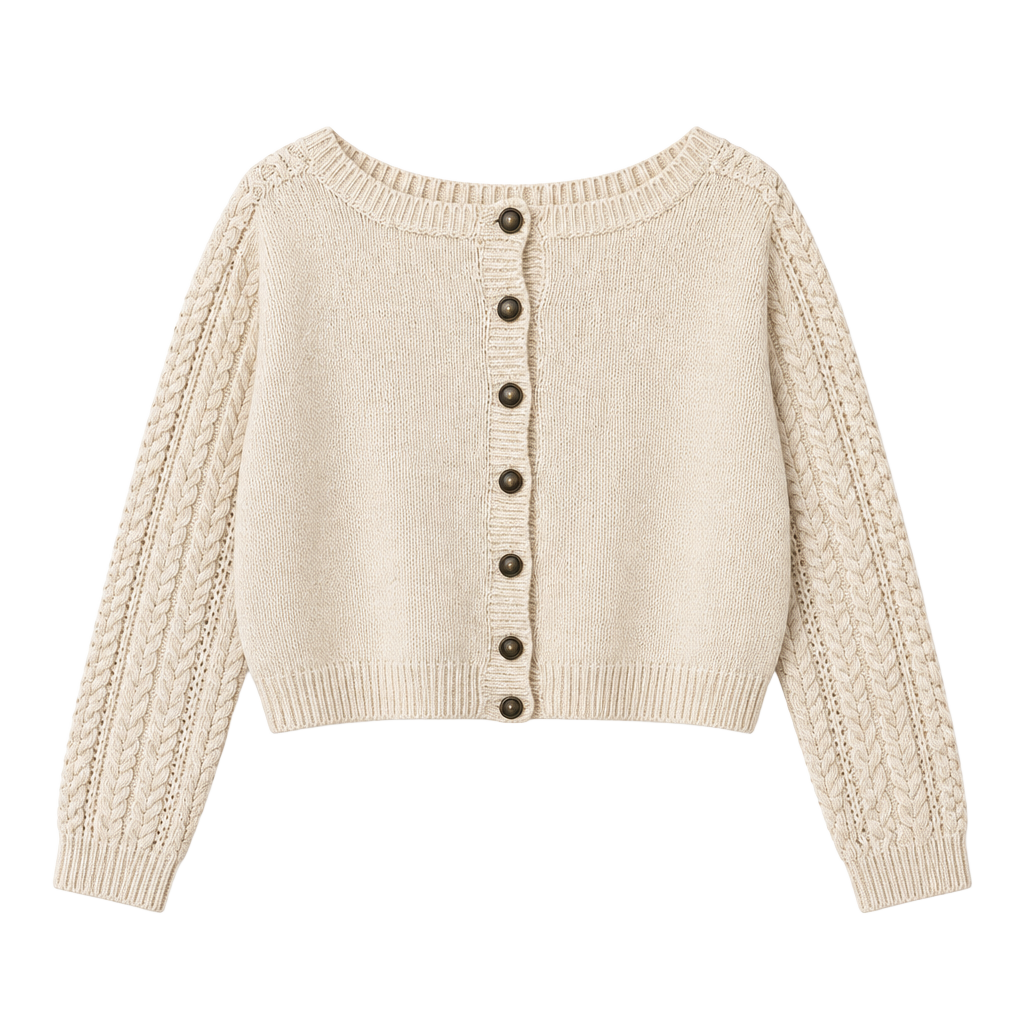 Cute Fall π cream Cable Knit Cardigan Cream 1
