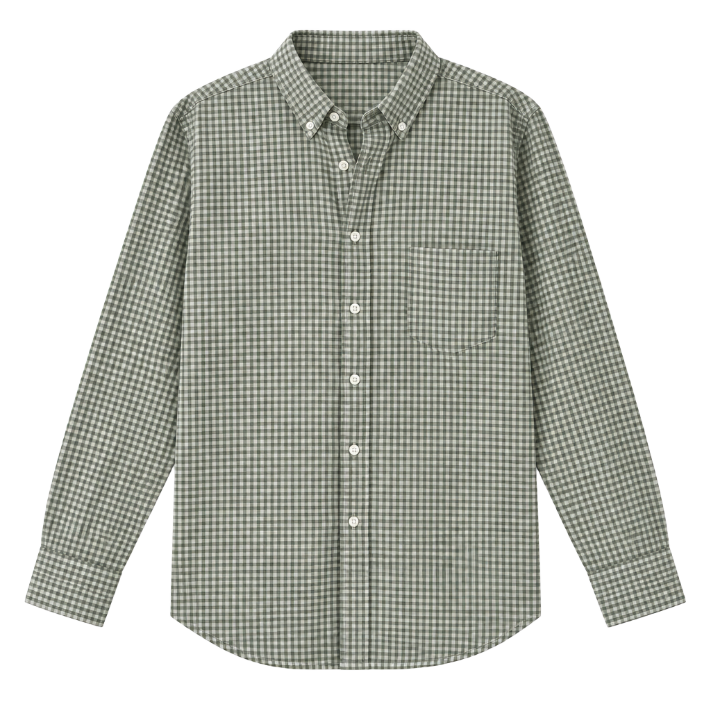 Vintage π J. Crew Fall Style Gingham Shirt Size M Green Stretch 1