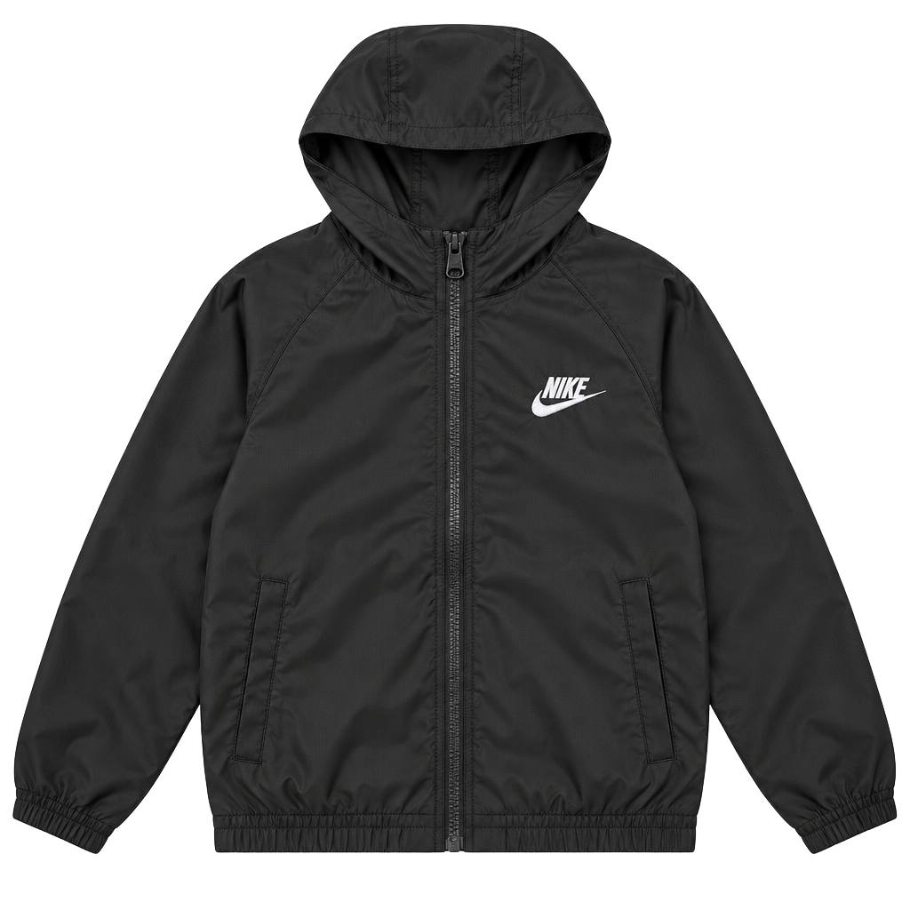 Nike Windbreaker Jacket Size L Black Hooded Full Zip 1