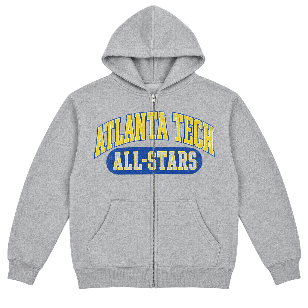 Champion Atlanta Tech All-Stars Full Zip Hoodie Size 2XL Gray 1