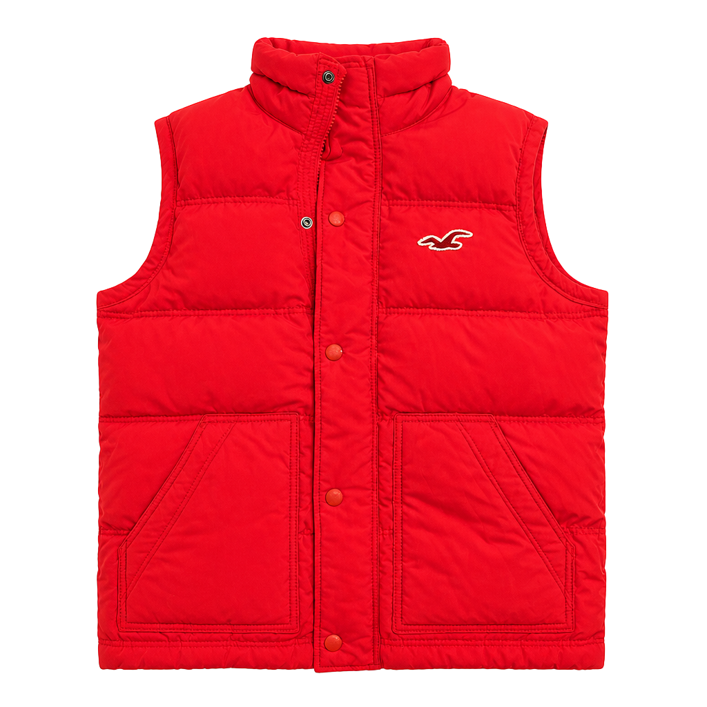 Hollister Men's Redondo Down Puffer Vest Jacket Red Size Large 1