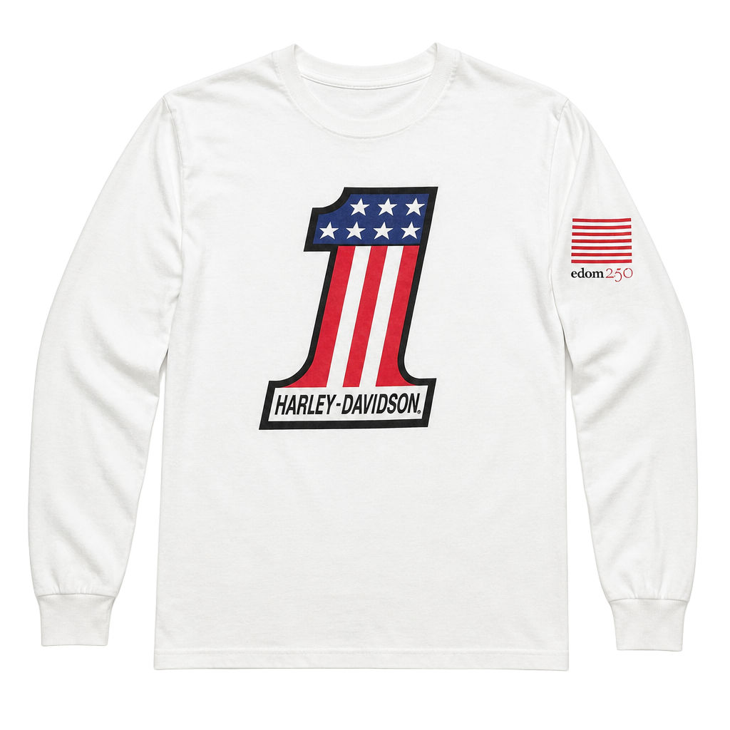 Harley-Davidson Men's #1 Racing Logo Long Sleeve White T-Shirt 1