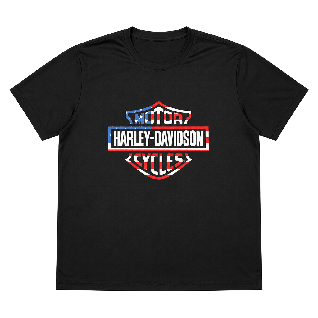 Harley-Davidson Men's Stars & Stripes Bar & Shield Black Short Sleeve T-Shirt 3XL 1