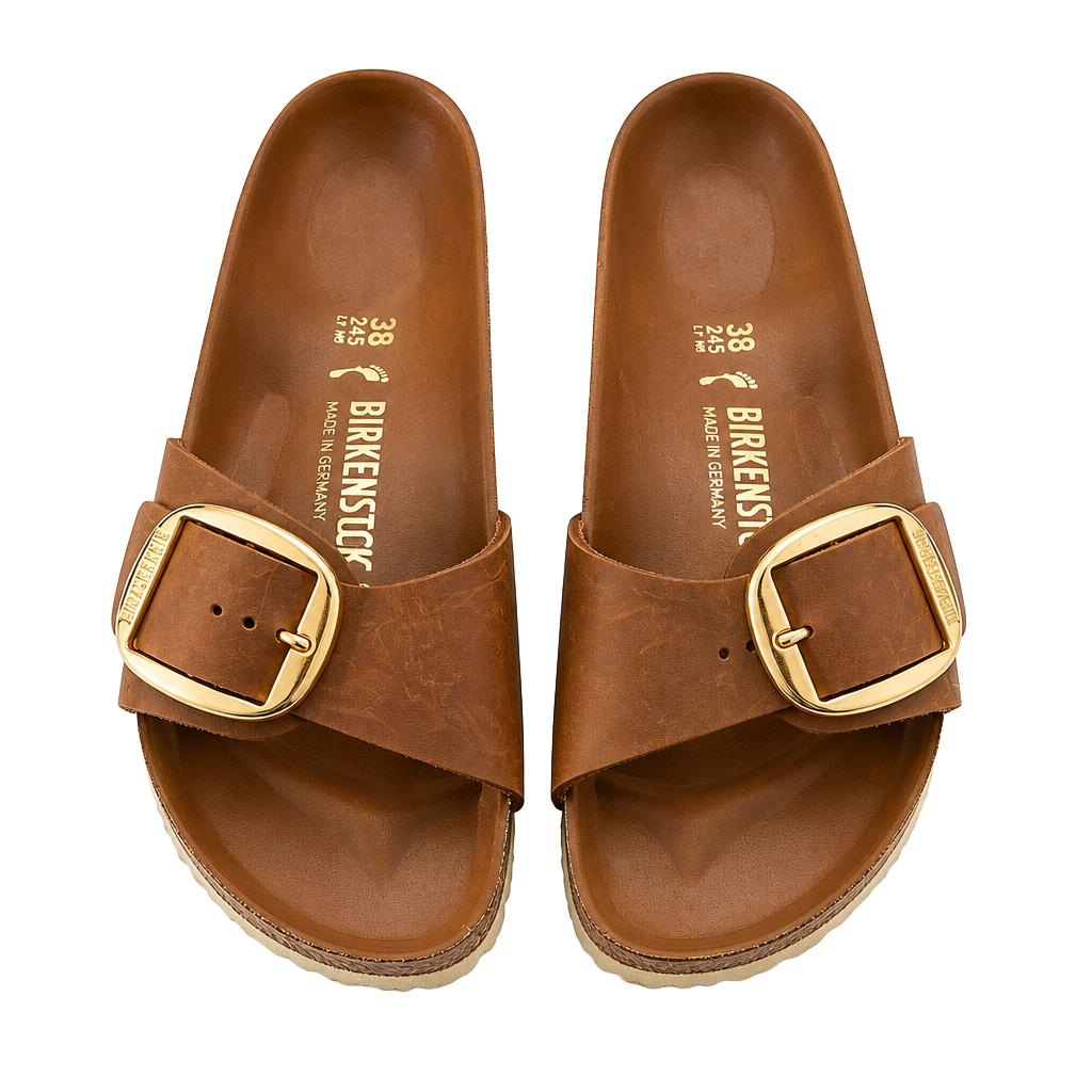 Birkenstock Madrid Big Buckle Sandal in Cognac 1