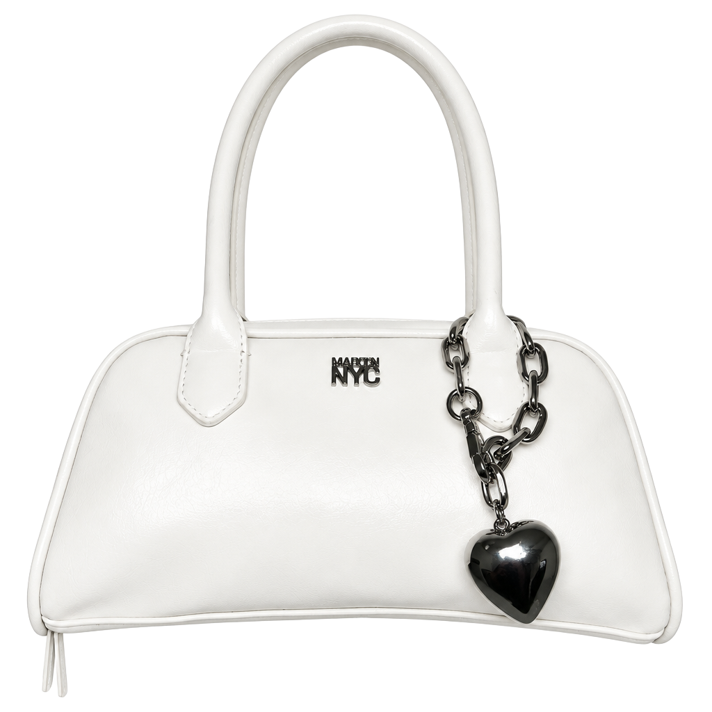 Madden NYC East West Bowler Bag White Heart Charm 1
