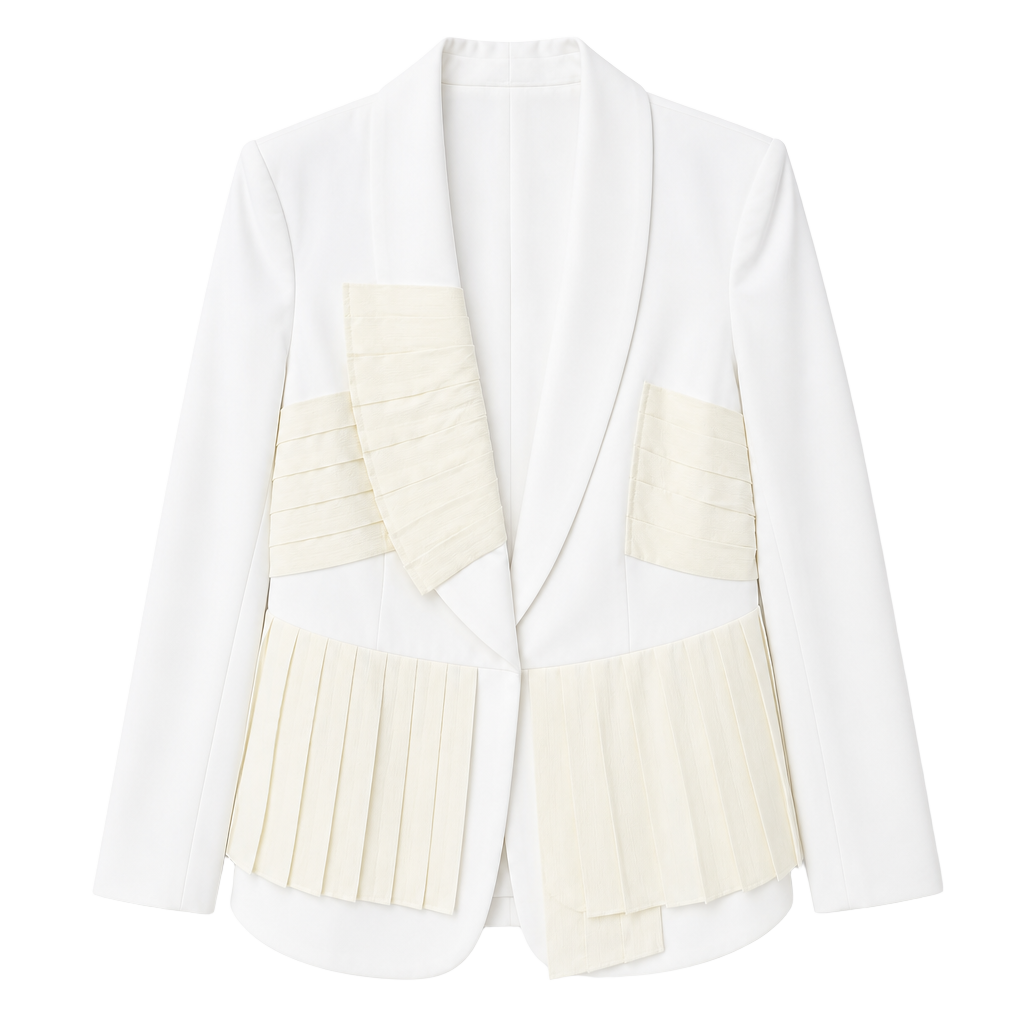 Express White Pleated Accent Blazer Jacket Size M 1