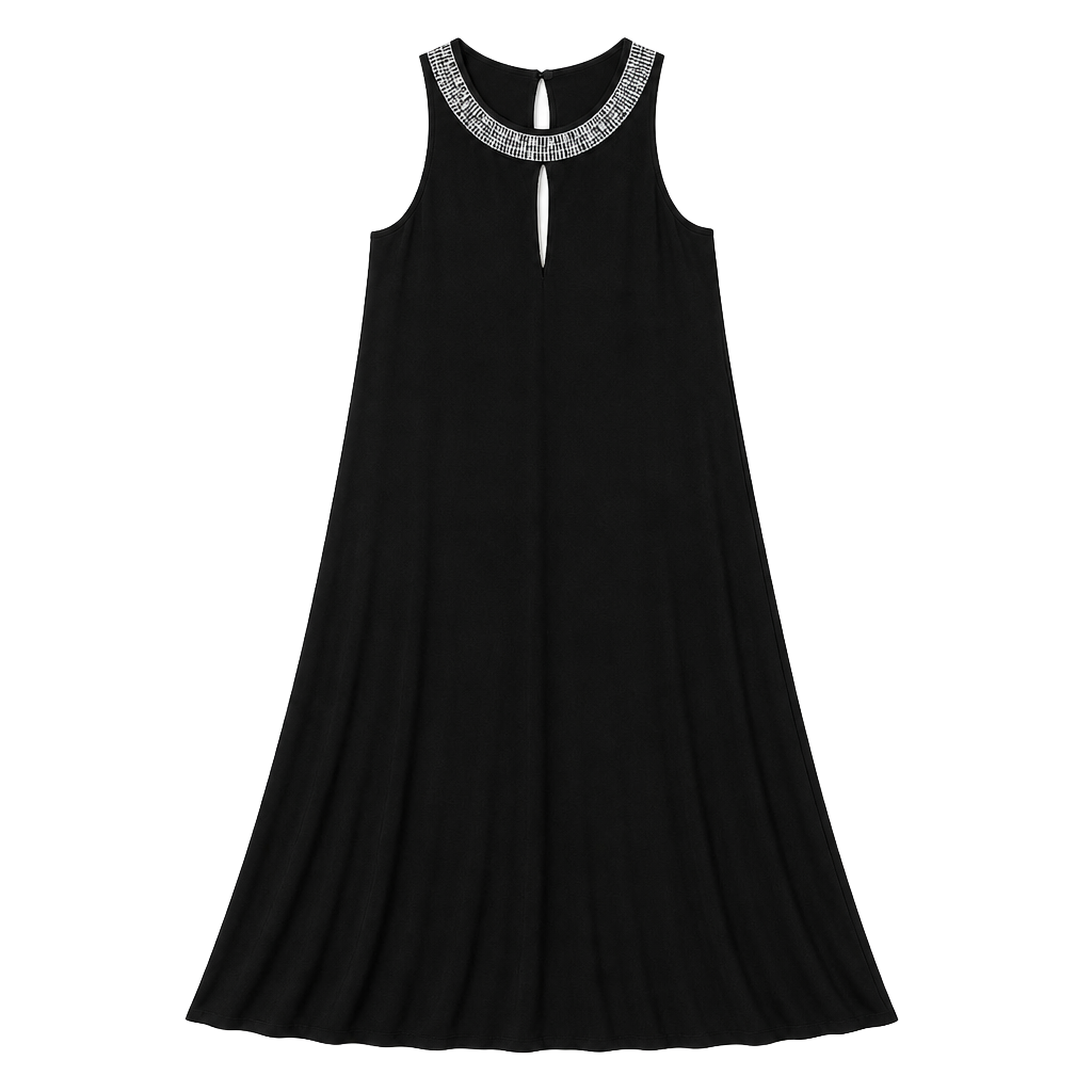 Renn Black Halter Neck Embellished Rhinestone Long Maxi Dress 1
