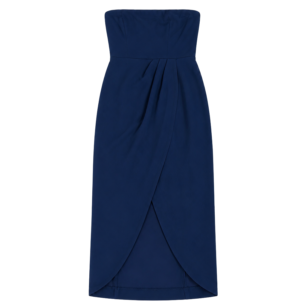 WAYF Navy Blue Angelique Strapless Tulip Hem Cocktail Dress S 1