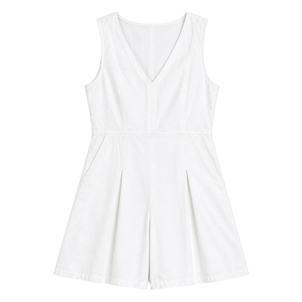 Banana Republic White V-Neck Sleeveless Denim Dress Size 6 1