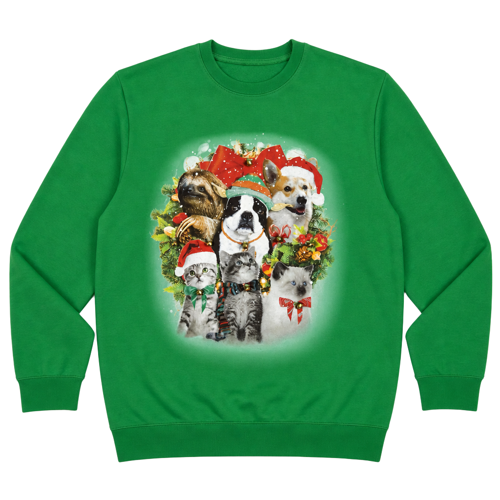 Fifth Sun Christmas Animal Wreath Sweatshirt Size L 1