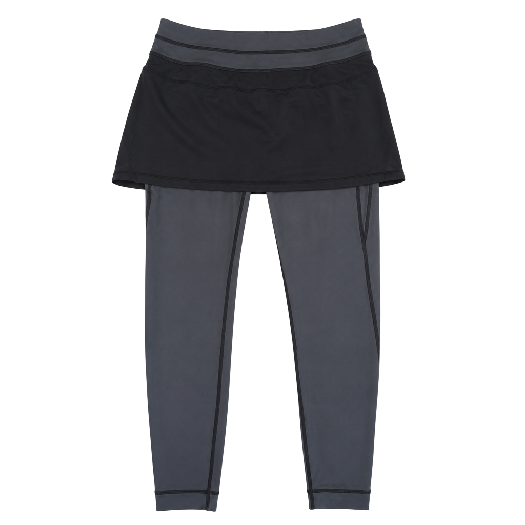 Athleta 2-In-1 Skirt Leggings In Black and Gray Size Small 1