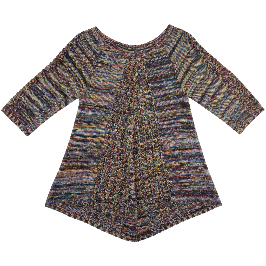Two One Two Multi-Color Space Dye Knit Tunic Sweater 1
