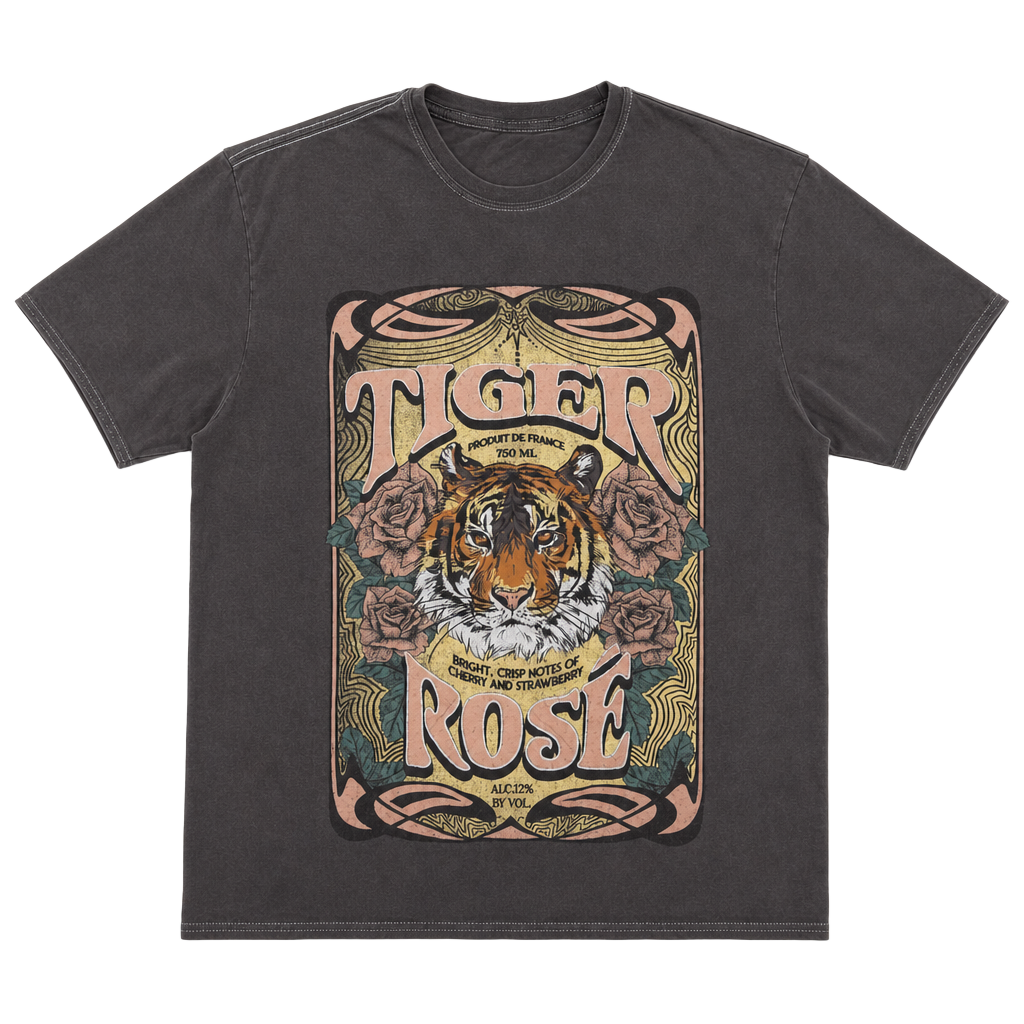 Grateful Dead Tiger Rose Graphic T-Shirt Charcoal Gray 1