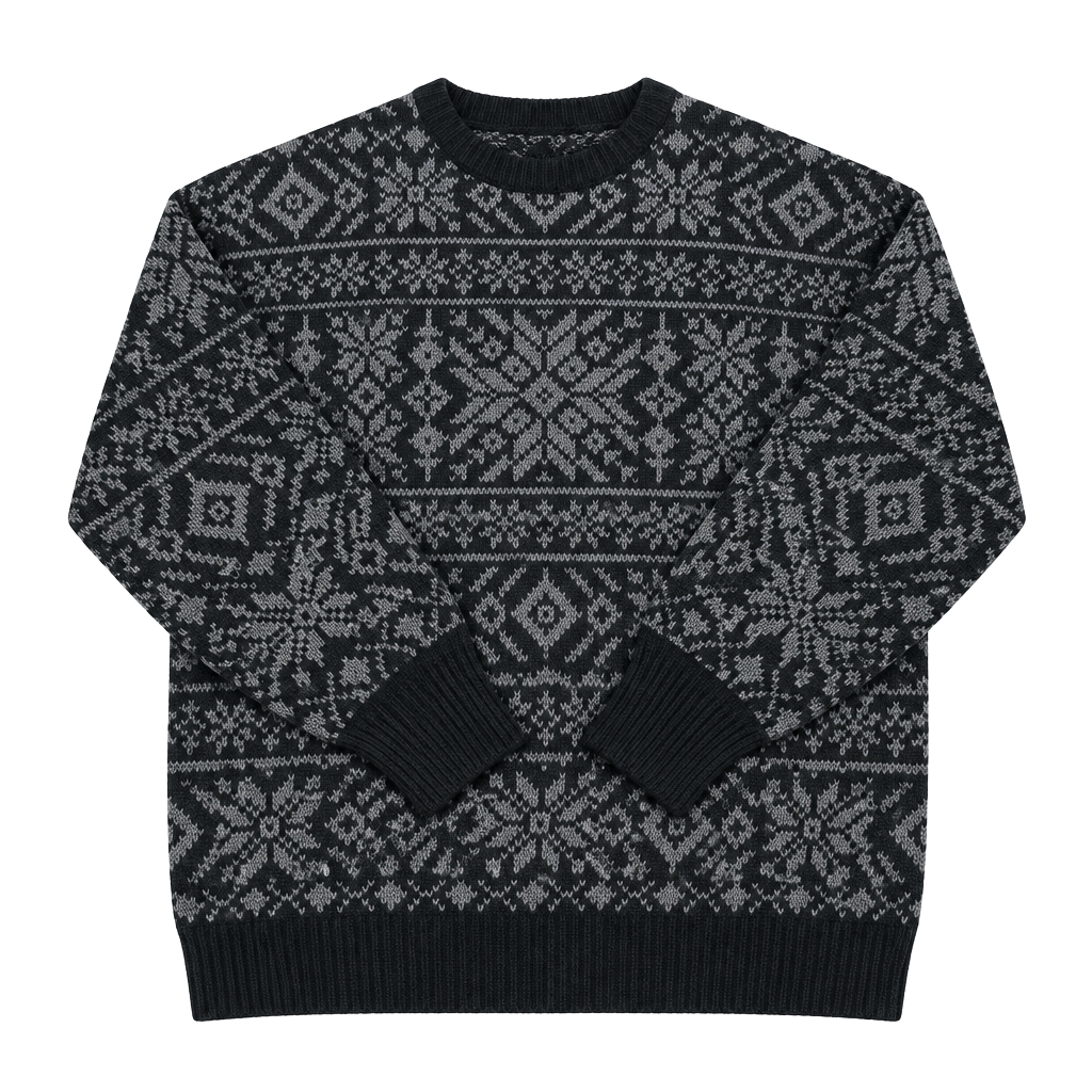 Roundtree & Yorke Fair Isle Crewneck Sweater Size XL Black Gray Cotton 1
