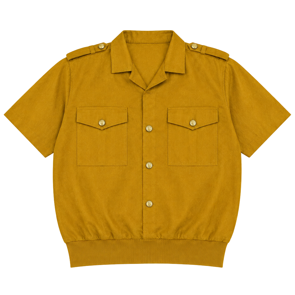 Christie & Jill Vintage Mustard Yellow Button Down Pocket Top-L 1