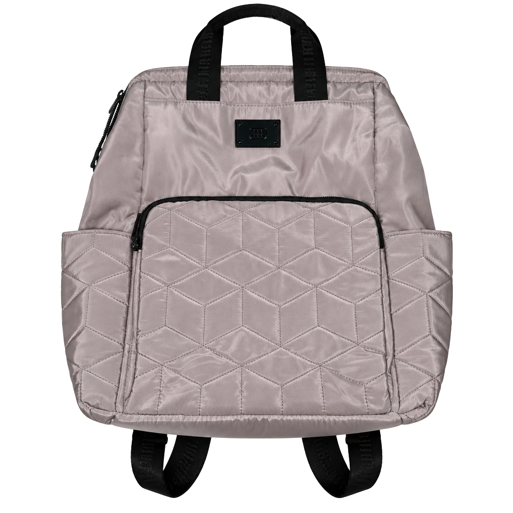 Steve Madden Quilted Geometric Backpack Taupe Gray Nylon 1