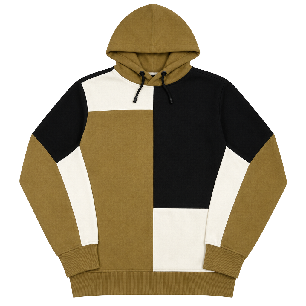 Tahari Colorblock Hoodie Tan Black White-L 1