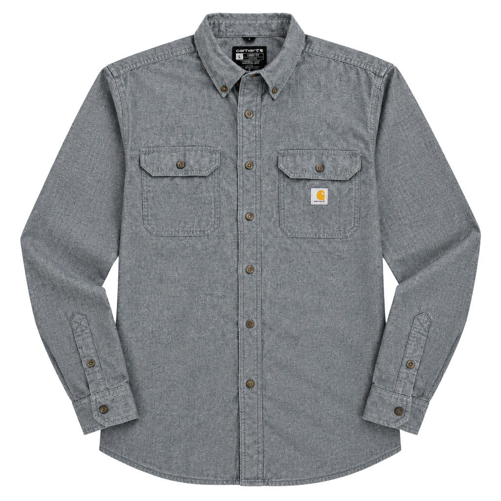 Carhartt Loose Fit Chambray Long Sleeve Shirt Size L Blue Workwear Button Down 1