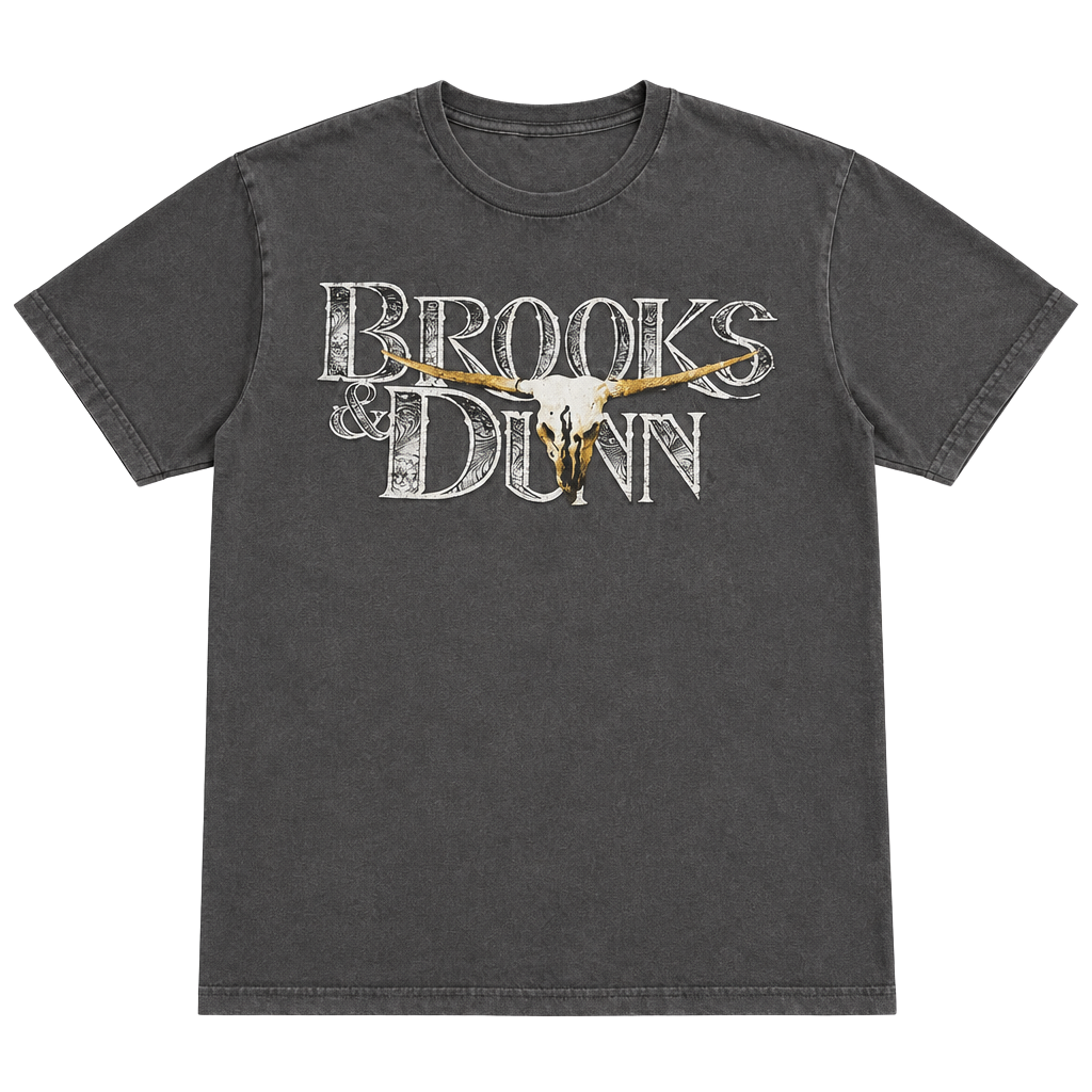 Gildan Brooks & Dunn Logo T-Shirt Size M Gray Country Music Band Tee 1