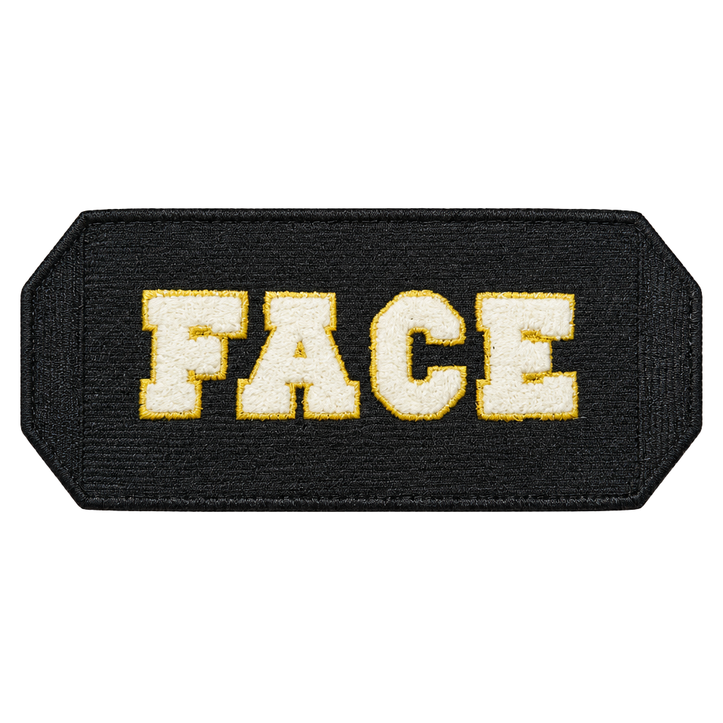 Face Corduroy Makeup Pouch Yellow Gold Letters 1