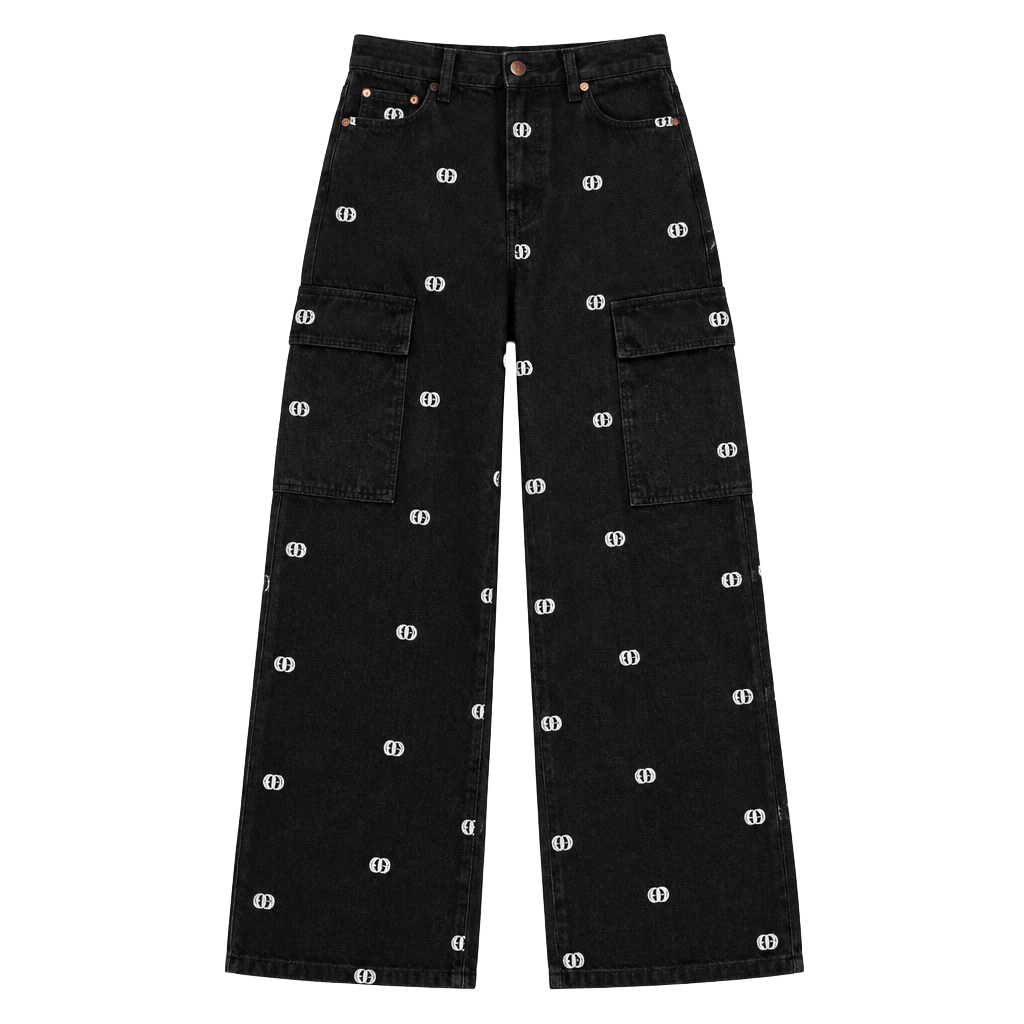 PacSun Smiley Corduroy Low Rise Puddle Cargo Pants RN# 090233. 1