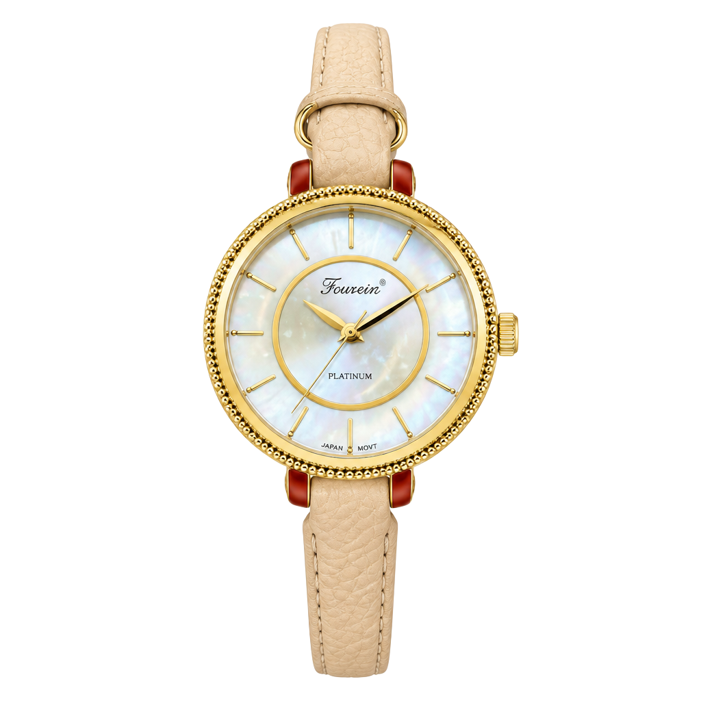 Geneva Geneva Platinum Watch 5936 Beige Leather Strap 1