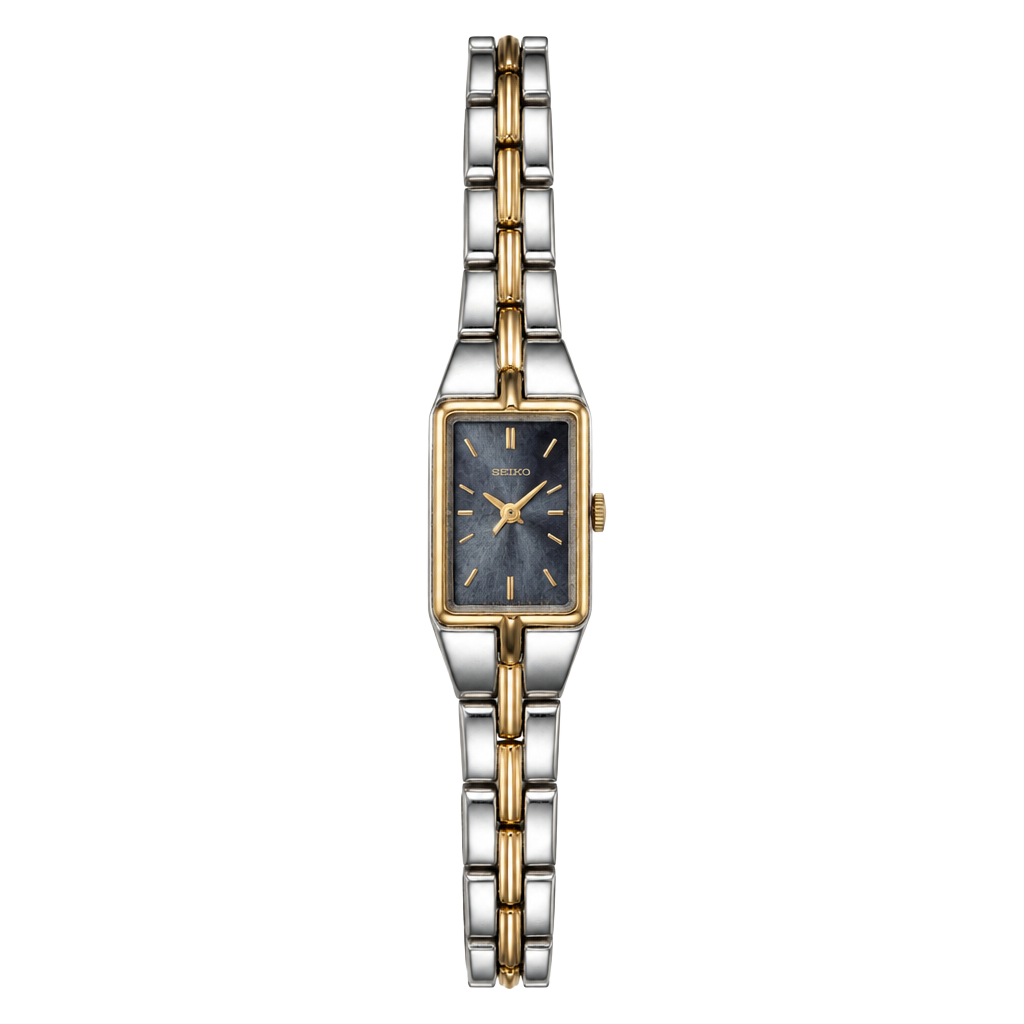 Seiko Vintage Two-Tone Rectangular Watch Crack on Screen 1