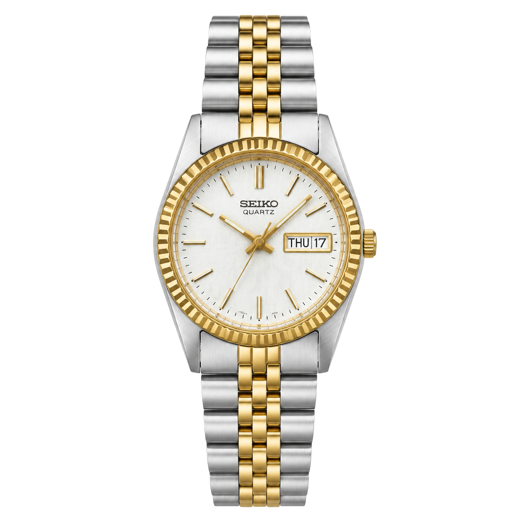 Vintage Seiko 7N83-0041 Women’s Two Tone Quartz Day Date Bracelet Watch 1