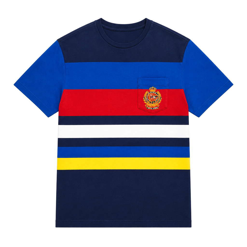 Polo Ralph Lauren Crest Pocket Striped T-Shirt Size XL Navy Multi 1