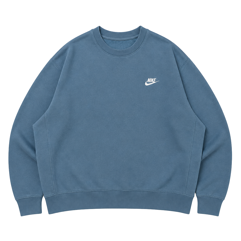 Nike Club Crewneck Sweatshirt Size L Teal Blue Embroidered Swoosh 1