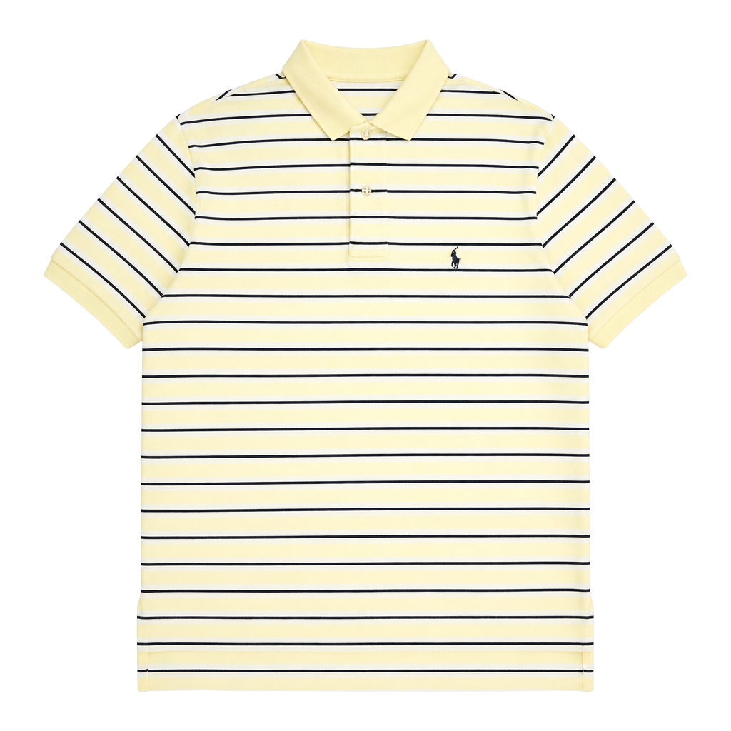 Polo by Ralph Lauren Men's Yellow and White Striped Cotton Polo Shirt Size L 1
