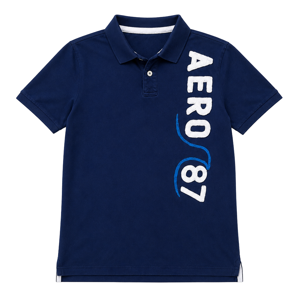Aeropostale Aero 87 Jersey Polo Size L Blue 1