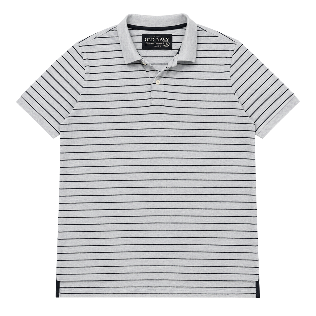 Old Navy Striped Polo Shirt Size L Blue Black Short Sleeve Golf Casual 1