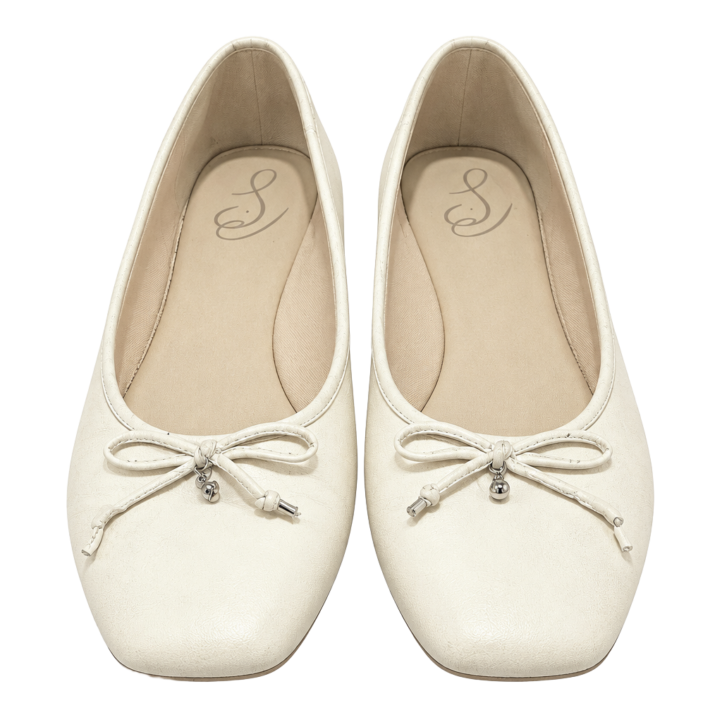 Sam Edelman Ballet Flats Size 10.5 White Leather Bow Square Toe 1