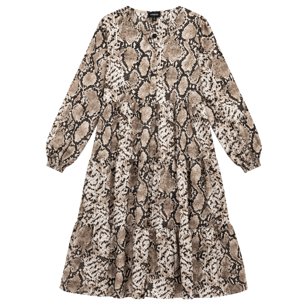 Episode Snake Print Tiered Midi Dress Size L 1