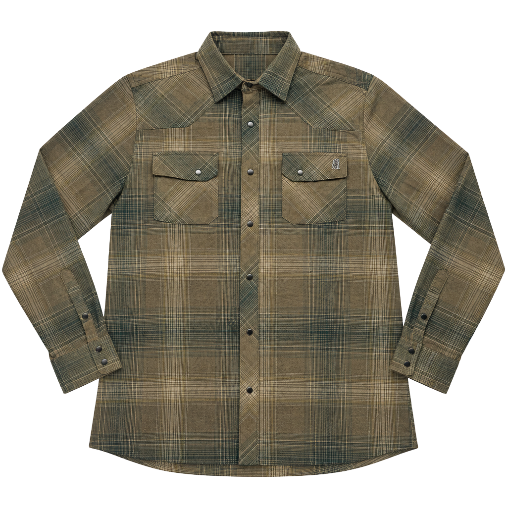 Stone Glacier Timber Butte Snap Shirt Size Medium Long Sleeve Plaid Brown 1