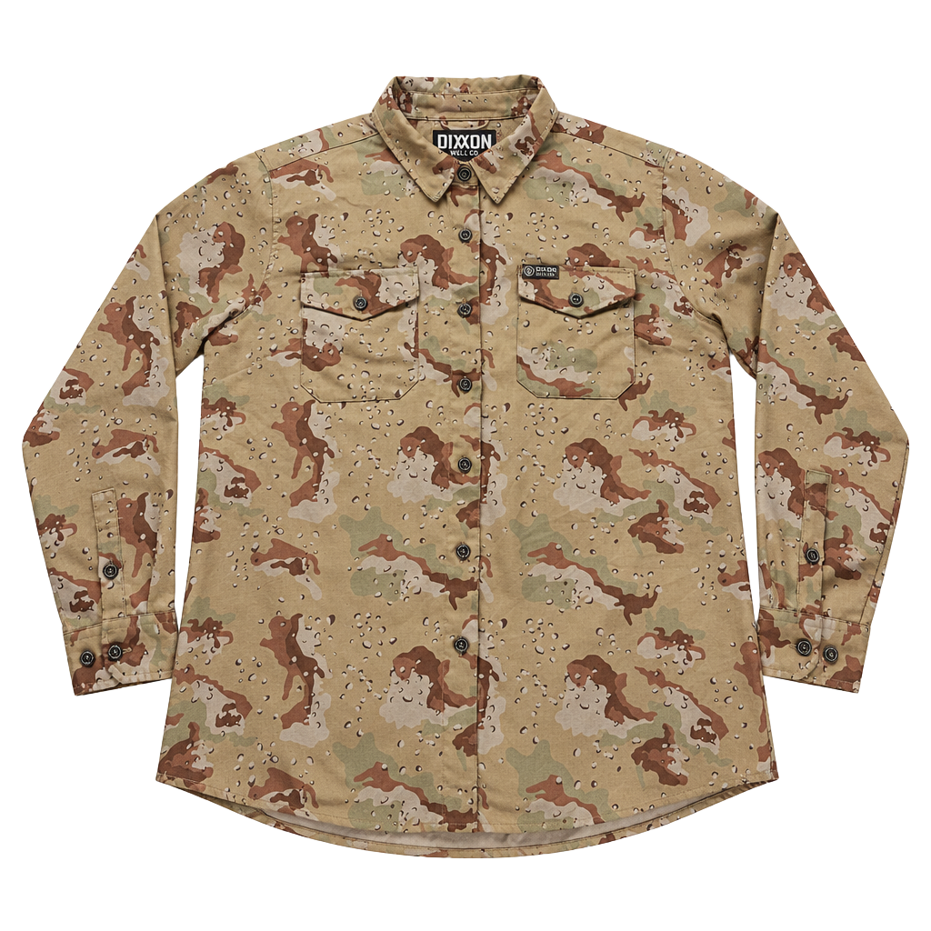 Women’s Dixxon Flannel Company BRCC Cup Of Death Flannel Size XL Camo Button 1