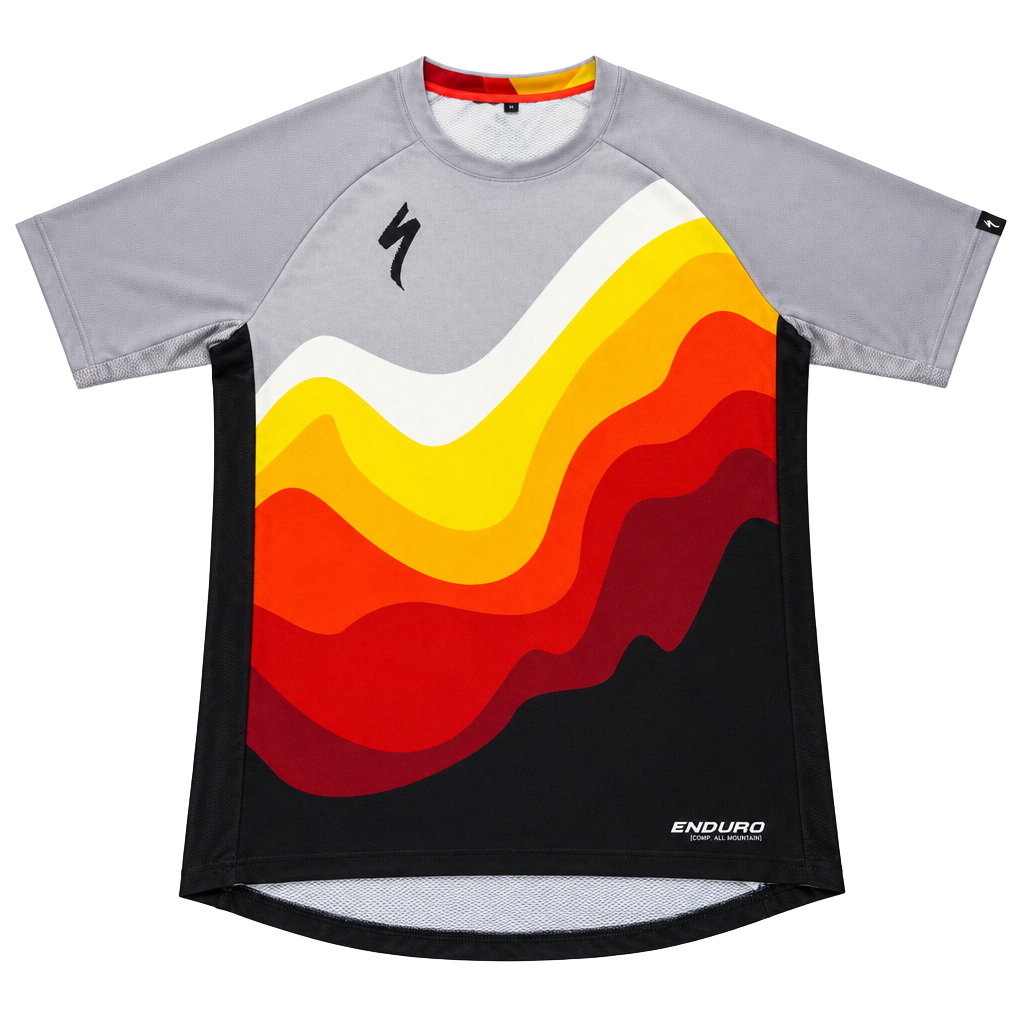 Specialized Enduro Comp All Mountain Cycling Jersey Size L Retro Waves 1
