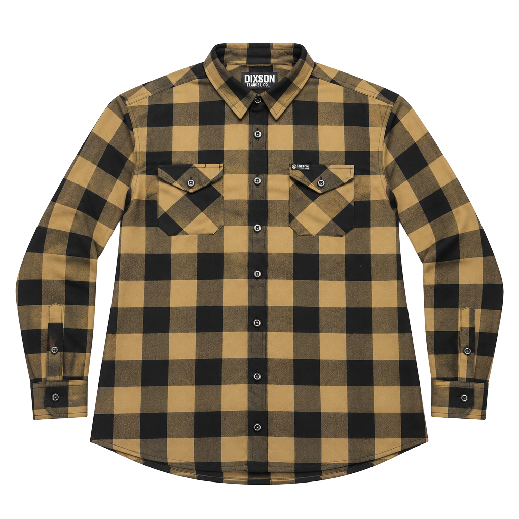 Women’s Dixxon Flannel Co Black Rifle Coffee Co Flannel Size XL Tan Black 1