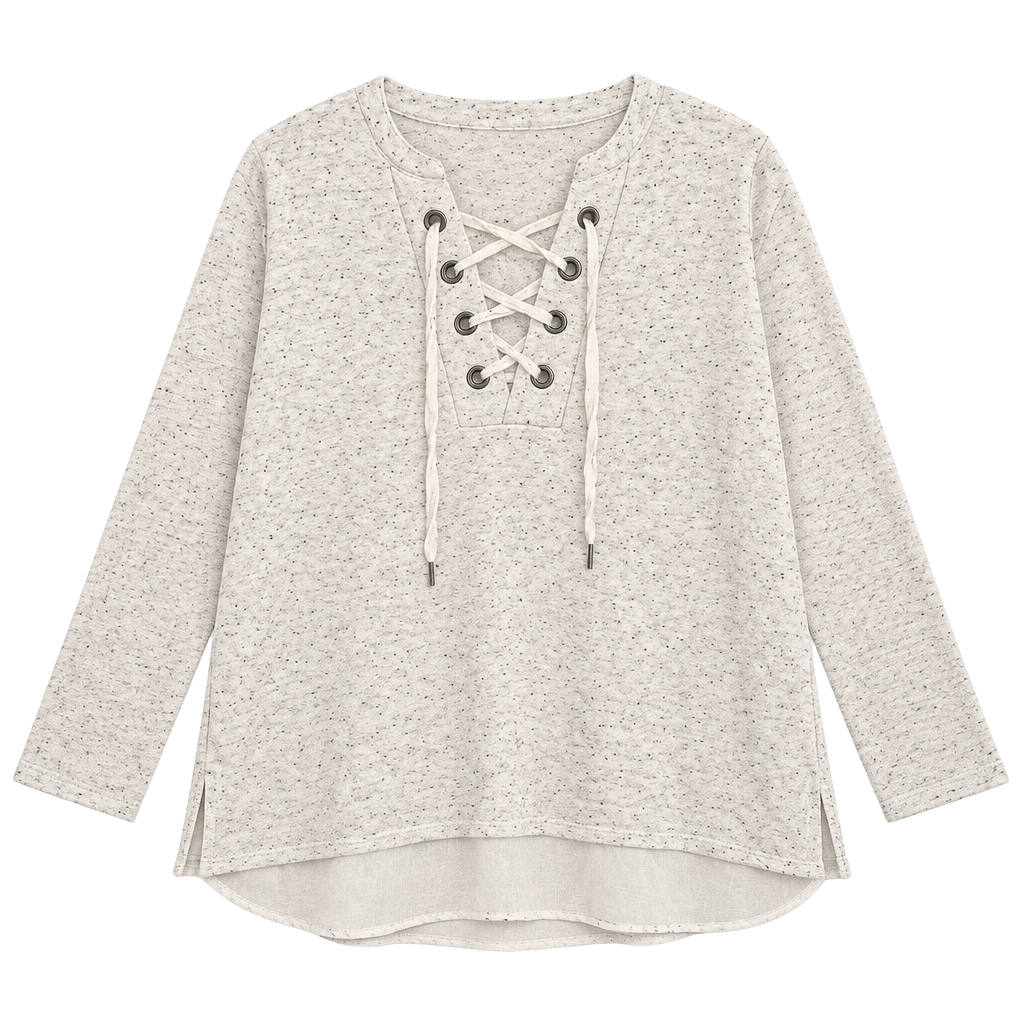 Simply Vera Vera Wang L Lace-Up Speckled Top 1