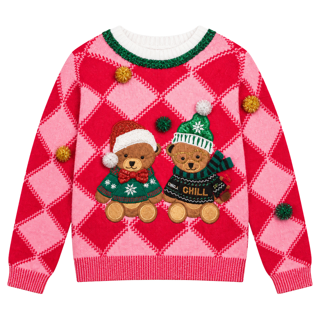 Holiday Time Christmas Sweater Size S (4-6) Teddy Bears 1