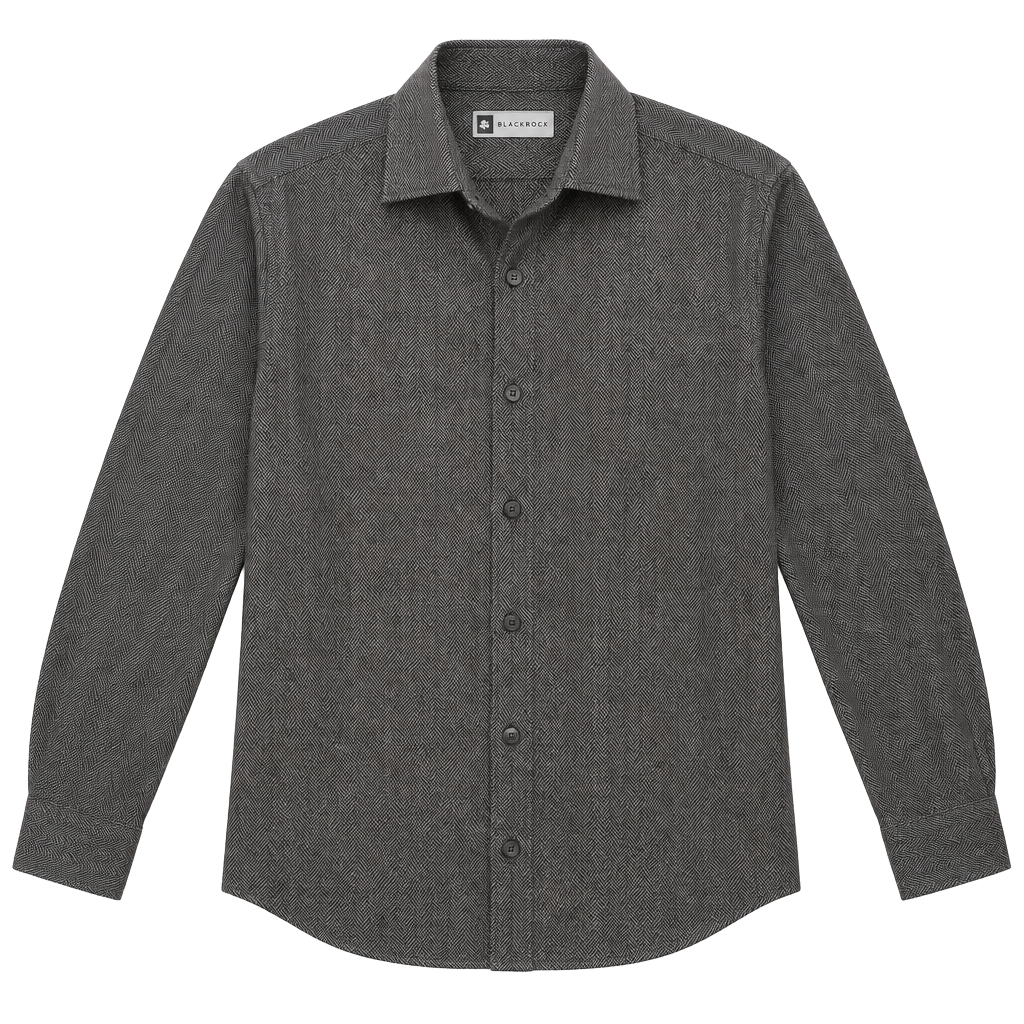 Bachrach Dress Shirt Size M black, and gray Herringbone Long Sleeve 1