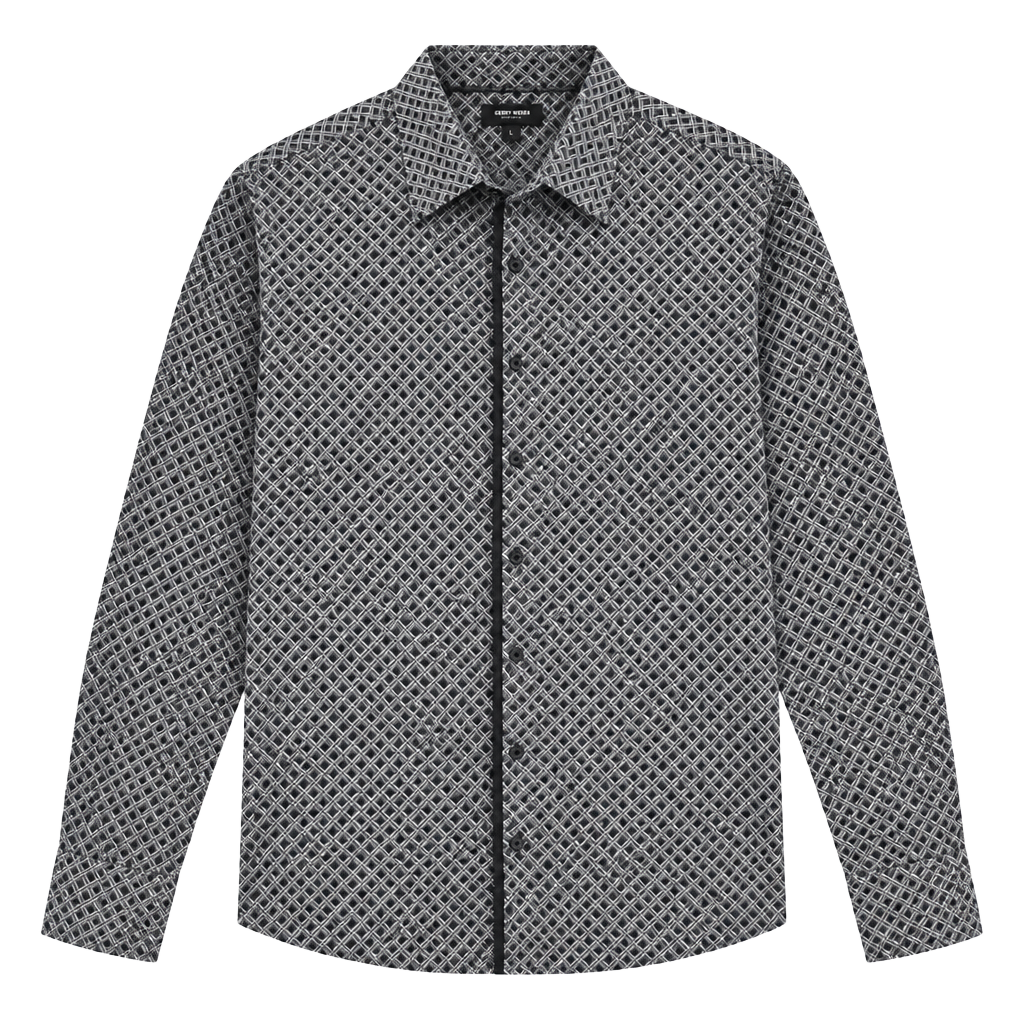 Express Classic Medium Shirt Geometric Blue Print 1