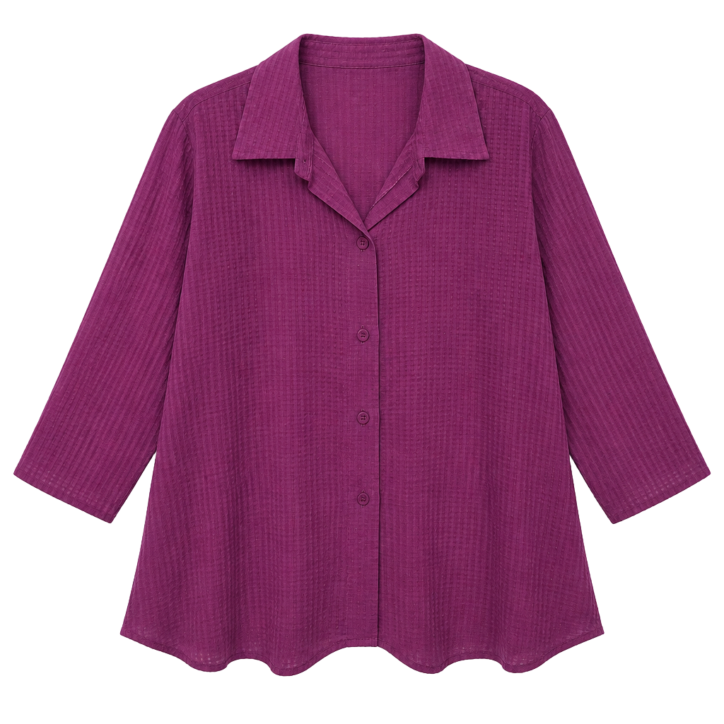 BonWorth Button Down Tunic Size L Purple Textured Blouse 1